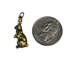 Vintage Gold Tone Bunny Rabbit Charm Pendant Animal Jewelry